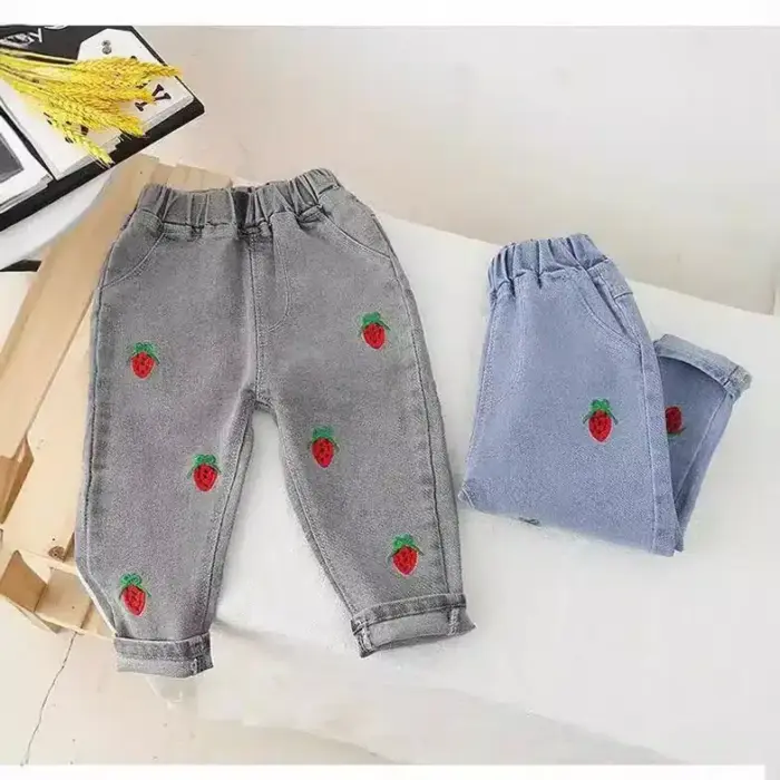 Strawberry Denim Jeans For Kids - Image 2