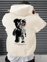 Casual Oversize Bear Print Hoodie For Men - Image 6