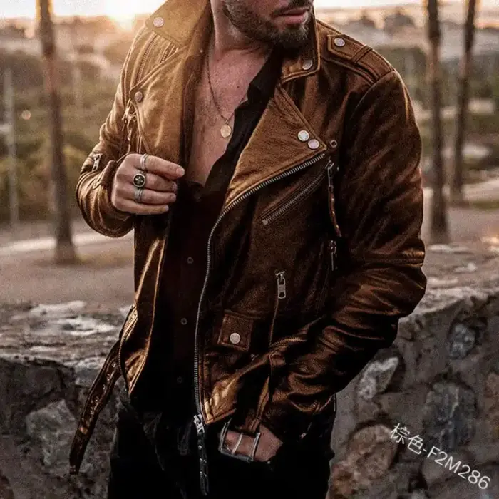 New Motorcycle Leather Jacket For Men - Image 5