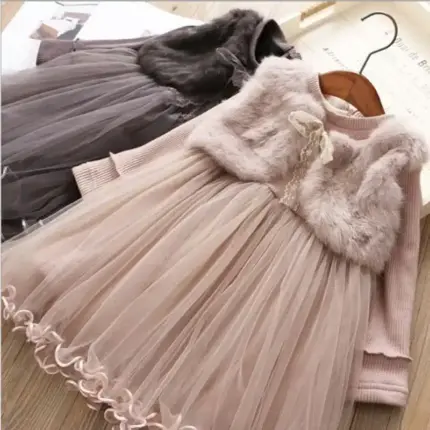 Warm Velvet Princess Dress For Kids