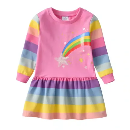 Winter Rainbow Dress For Kids