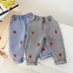 Strawberry Denim Jeans For Kids