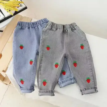 Strawberry Denim Jeans For Kids