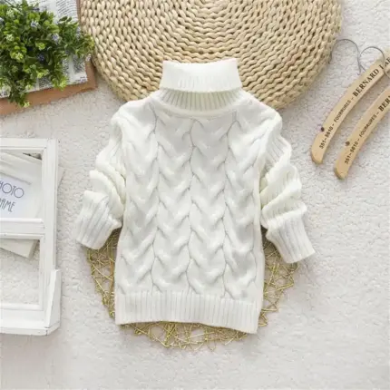 Casual Knitted Turtleneck Sweater For Kids