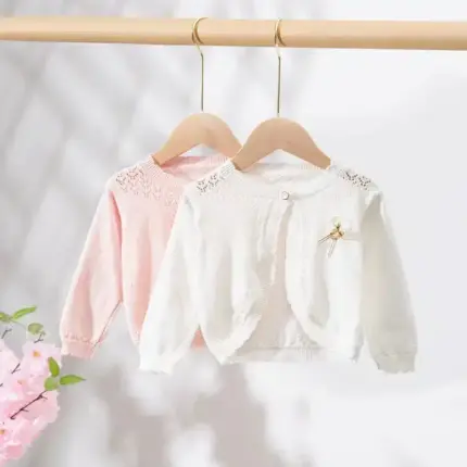 Ruffled Knitted Cardigan For Kids