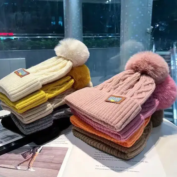 Warm PomPom Beanies For Kids - Image 5
