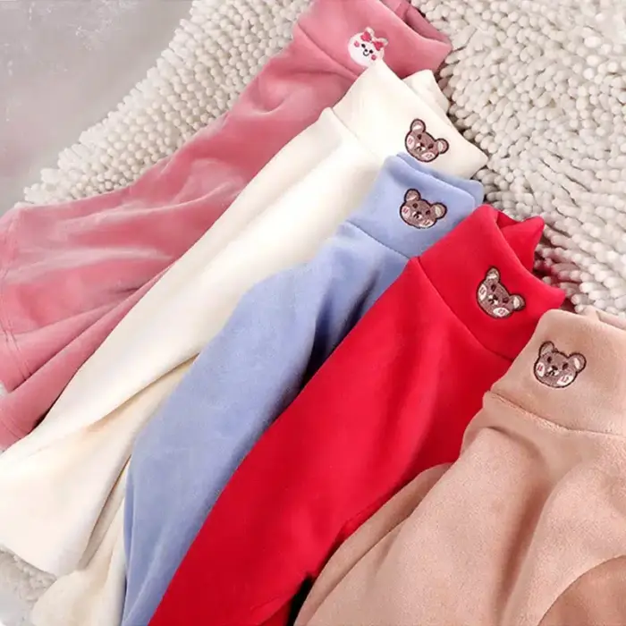 Bear Embroidery Turtleneck For Kids - Image 6