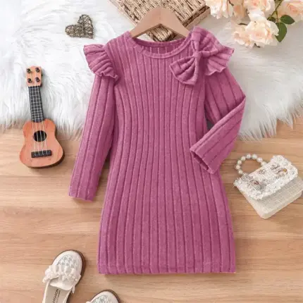 Warm Round Neck Dress For Kids