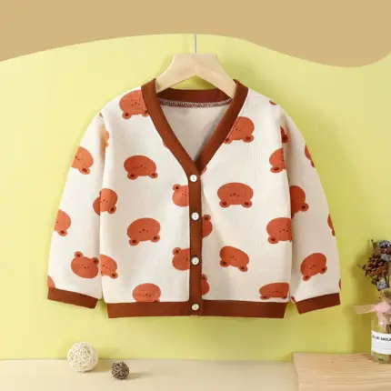 Casual Long Sleeve Cardigan For Kids