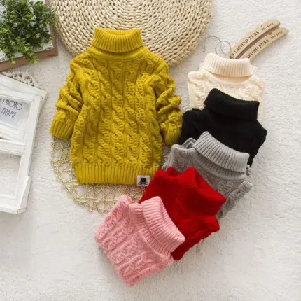 Basic Turtleneck Pullover For Kids