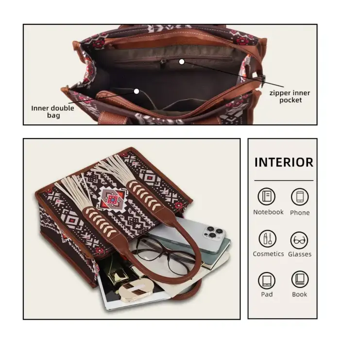 Ethnic Print Handbag Set For Women - Image 5