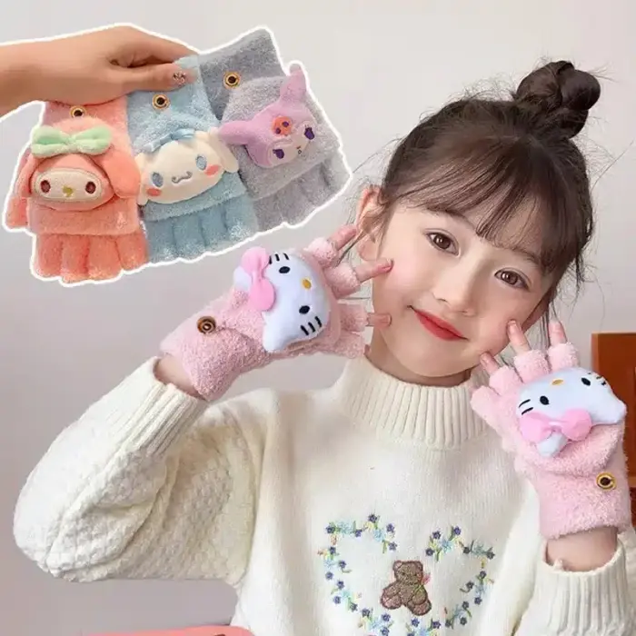 Knitted Half Finger Gloves For Kids - Image 4