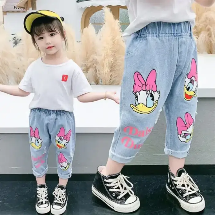 Casual Cartoon Print Jeans For Kids - Image 3