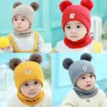 Warm Knitted Beanie and Scarf For Kids