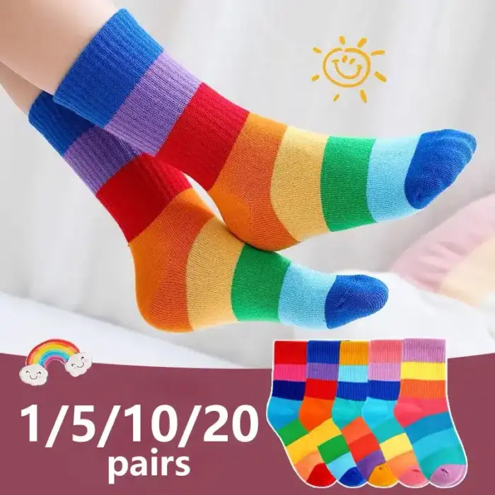 Rainbow Striped Socks For Kids - Image 2