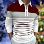 Casual Long Sleeve Zipper Polo T-shirt For Men - Image 3