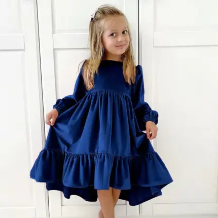 Velvet Ruffle Princess Dress For Kids