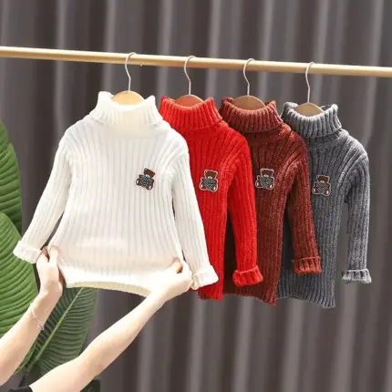 Casual Knitted Turtleneck For Kids