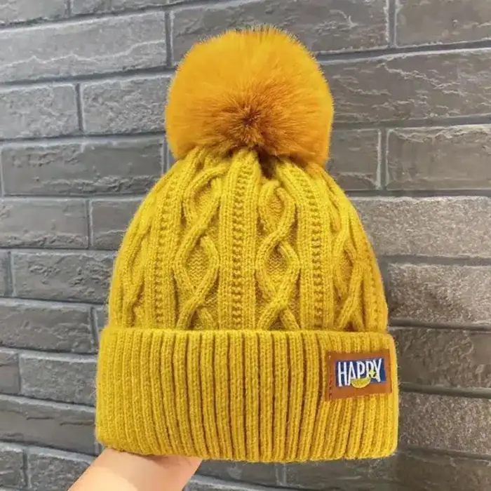 Warm PomPom Beanies For Kids - Image 3