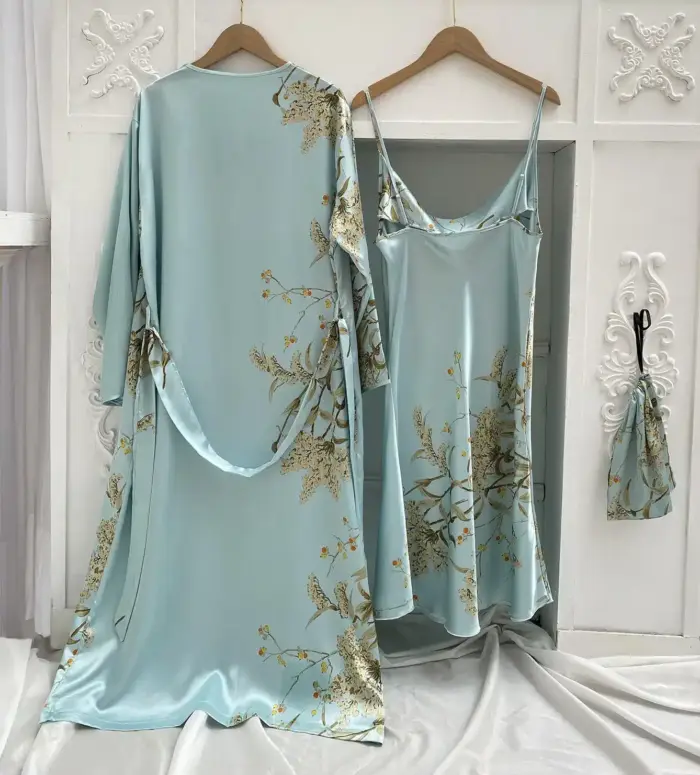 Satin V-Neck Sleepwear For Women - Image 2