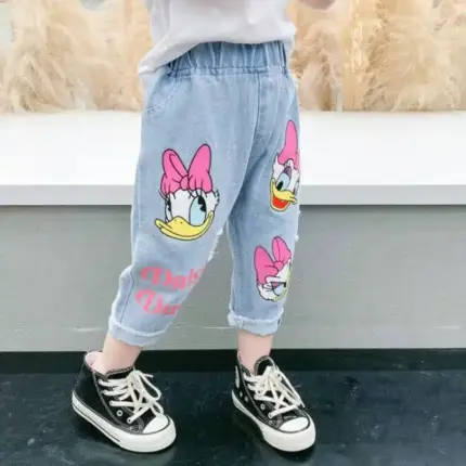 Casual Cartoon Print Jeans For Kids