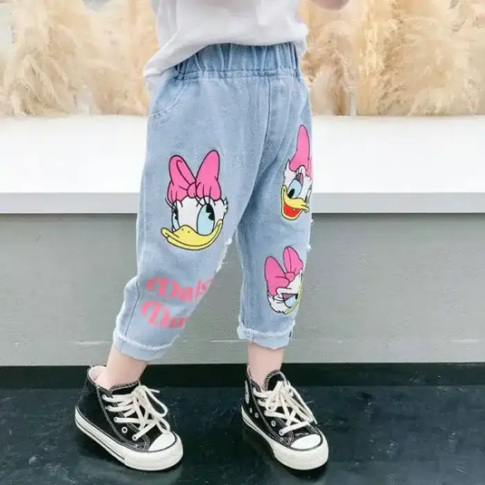 Casual Cartoon Print Jeans For Kids - Image 1