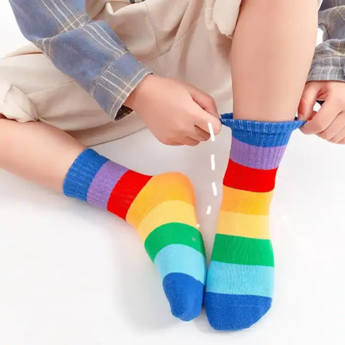 Rainbow Striped Socks For Kids - Image 3