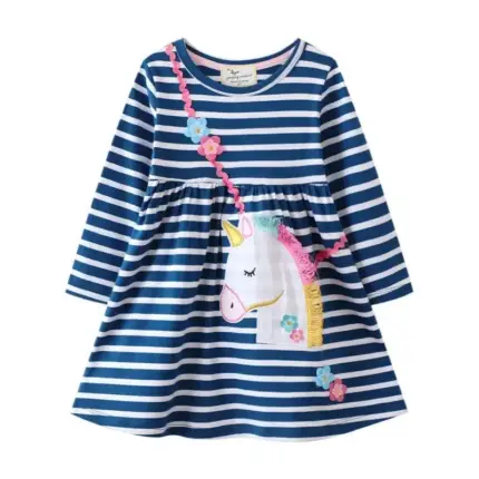 Unicorn Stripe Dress For Kids