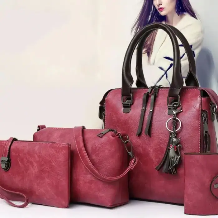 Luxury Faux Leather Bag Set For Women - Image 4