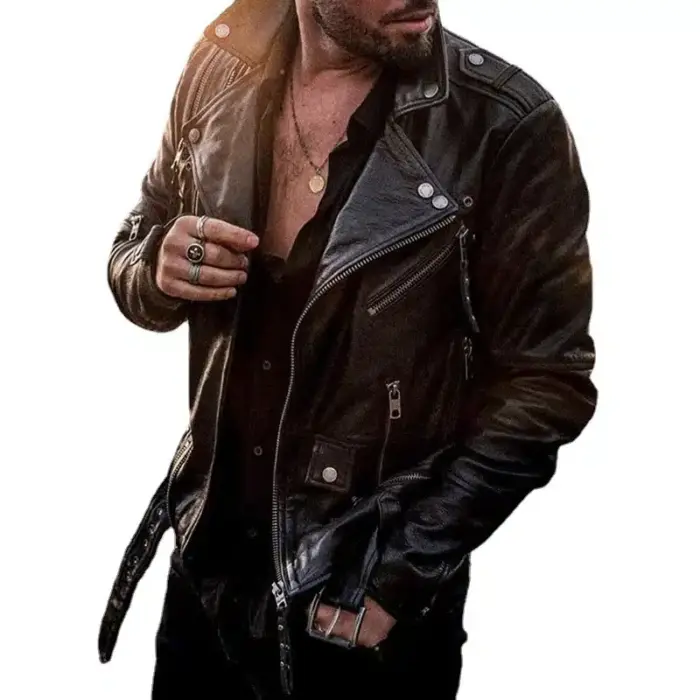 New Motorcycle Leather Jacket For Men - Image 6
