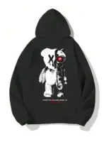 Casual Oversize Bear Print Hoodie For Men - Image 3