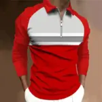 Casual Long Sleeve Zipper Polo T-shirt For Men - Image 5