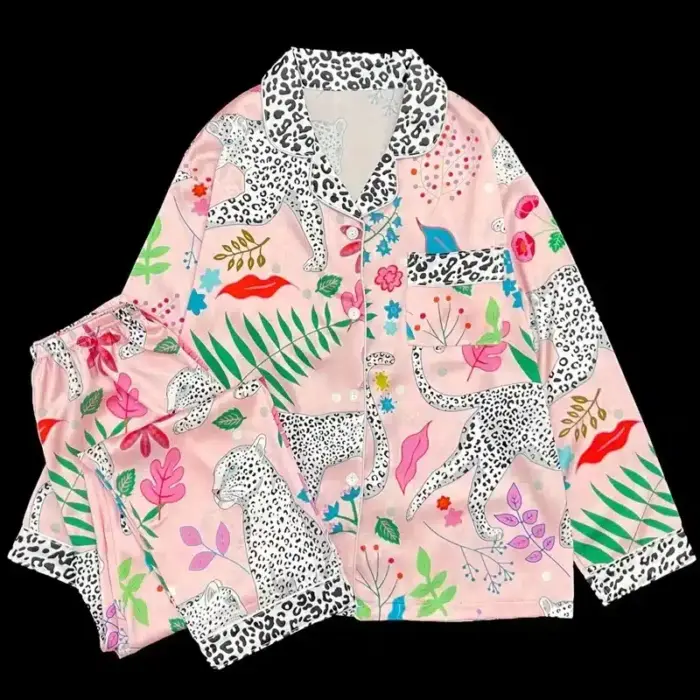 Satin Silk Pyjamas Set For Women - Image 4