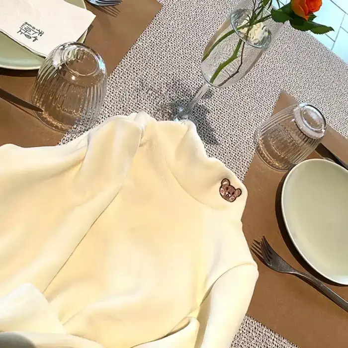 Bear Embroidery Turtleneck For Kids - Image 2