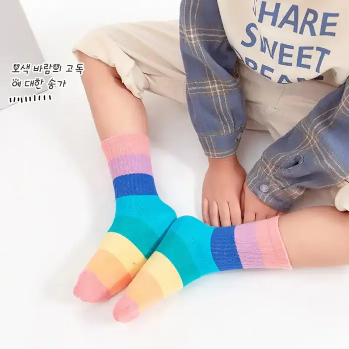 Rainbow Striped Socks For Kids - Image 4