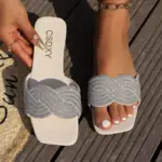 Flat Rhinestone Sandals For Women - Image 2