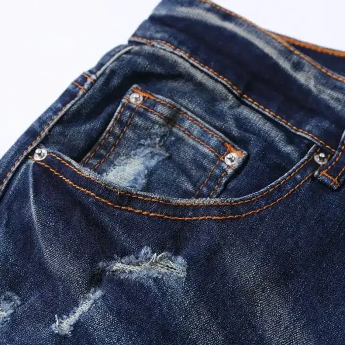 Retro Skinny Fit Ripped Jeans For Men - Image 3
