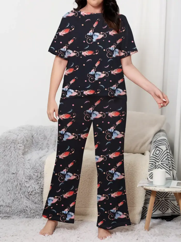 Slightly Loose Plus size Pyjamas Set For Women - Image 2