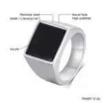 Stainless Steel Square Ring For Men - Image 4
