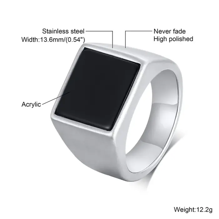 Stainless Steel Square Ring For Men - Image 4