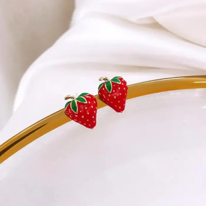 Small Strawberry Stud Earrings - Image 5