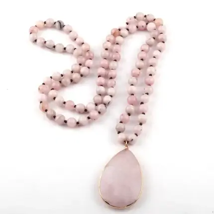 8mm Bohemian Stone Pendant Necklace For Women