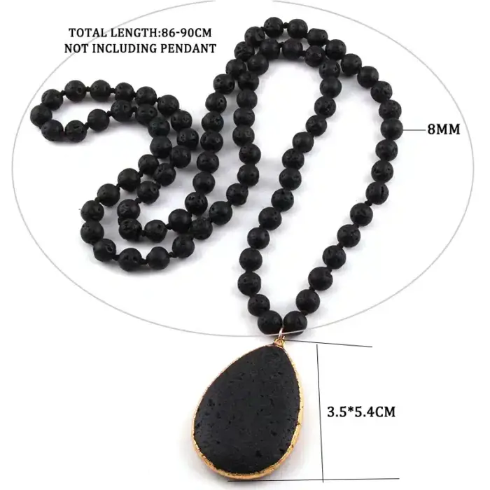 8mm Bohemian Stone Pendant Necklace For Women - Image 3