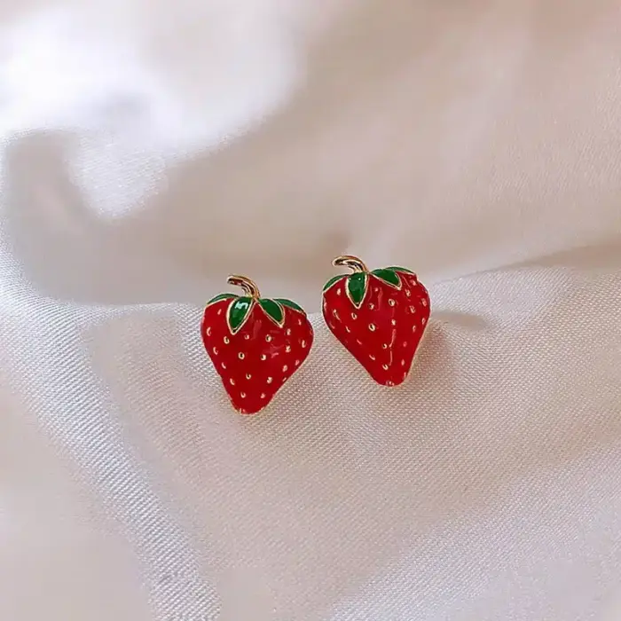 Small Strawberry Stud Earrings - Image 1
