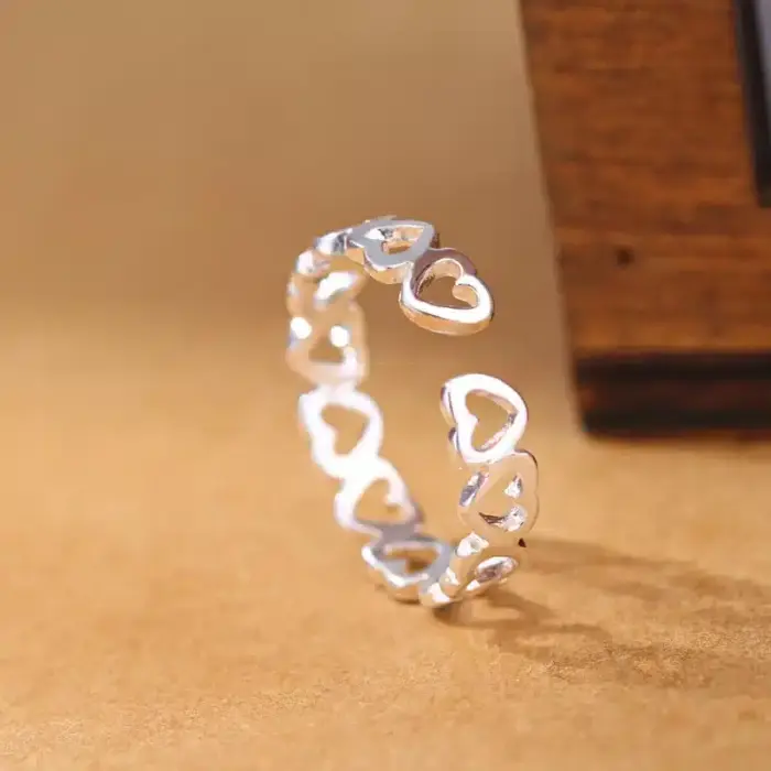 925 Sterling Silver Heart Rings For Women - Image 4