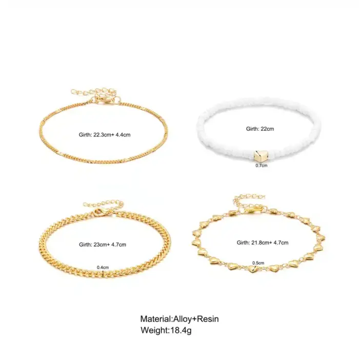 Heart Chain Anklet Set for Women - Image 4