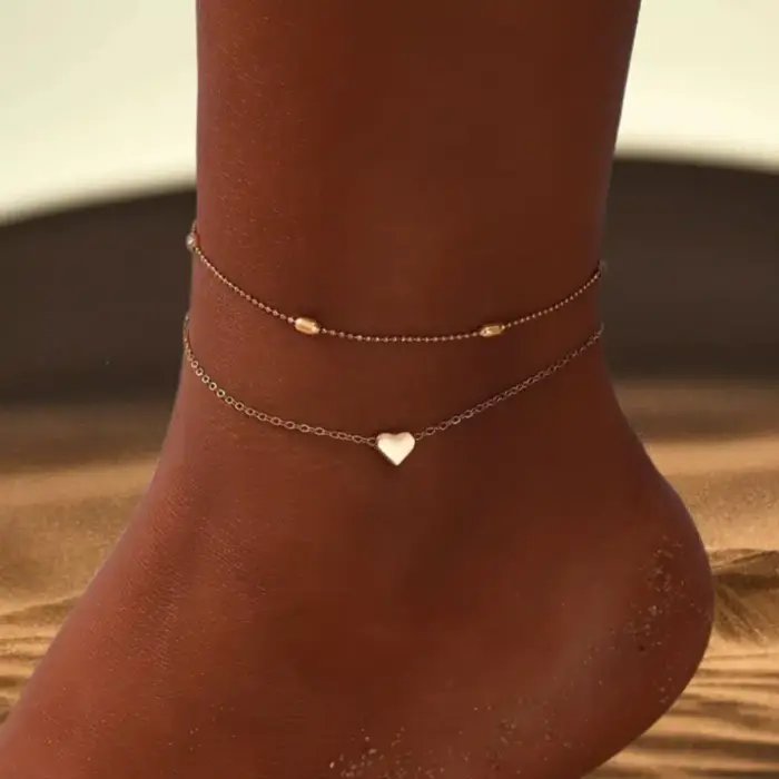 Heart Chain Anklet Set for Women - Image 3