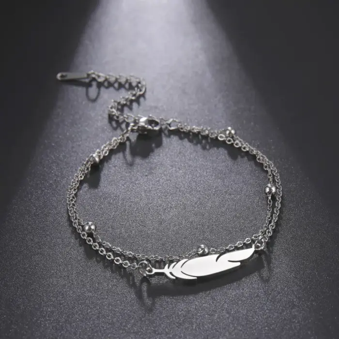 Stainless Steel Feather Anklet For Women - Image 3