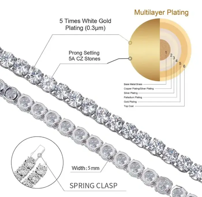 Cubic Zirconia Chain Necklace For Men - Image 3