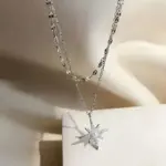 Double Layer Shining Star And Moon Pendant Necklace - Image 6